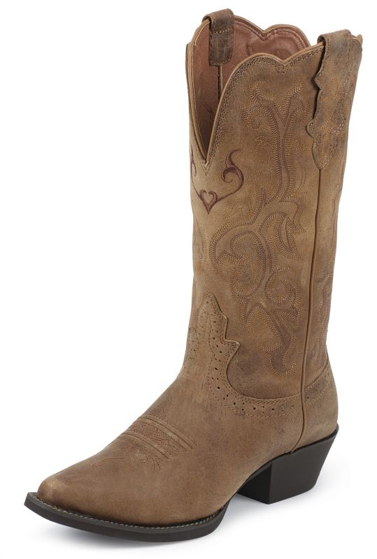 Justin Ladies Stampede Tan Cowhide Boots
