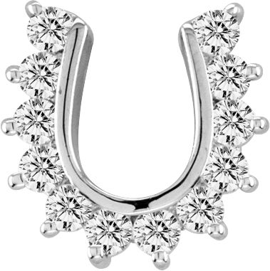 K Herd Studded 14K White Gold Horseshoe Pendant