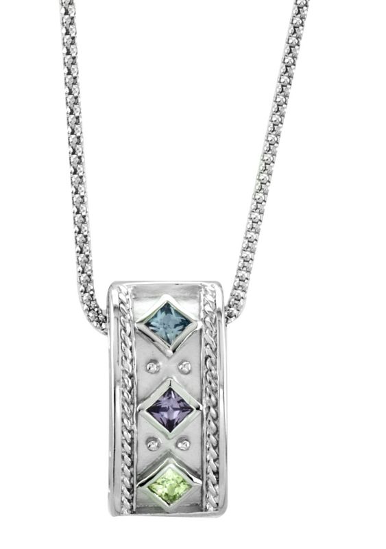 Kelly Herd Multi Silver Stone Pendant