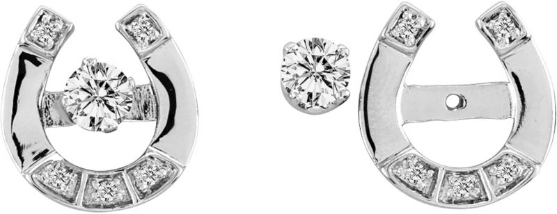 KH 14K White Gold Exquisite Horseshoe Earrings
