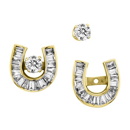 Kelly Herd 14K Gold Baguette Horseshoe Earrings