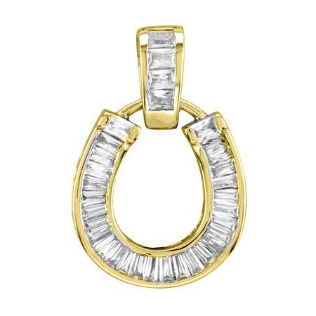 Kelly Herd 14K Gold Baguette Horseshoes Pendant