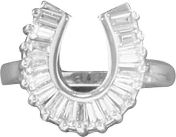 K Herd 14K White Gold Baguette Horseshoes Ring