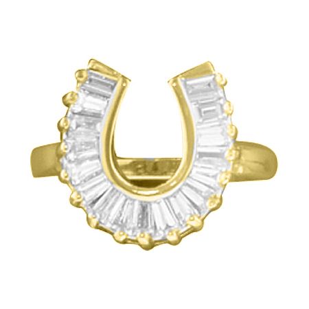Kelly Herd 14K Gold Baguette Horseshoes Ring