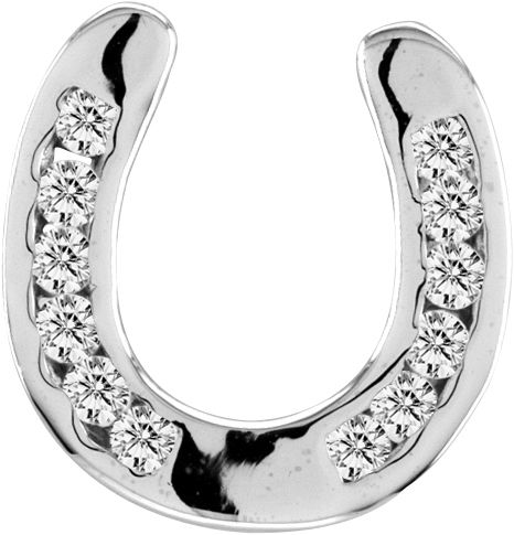 K Herd 14K White Gold Horseshoe Sparkle Pendant