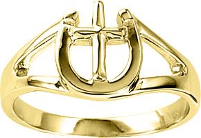 Kelly Herd 14K Gold Horseshoe and Cross Ring