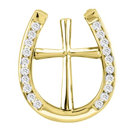 K Herd 14K Gold Elegant Horseshoe Cross Necklace