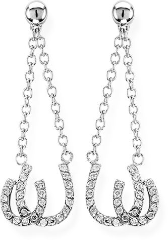 K Herd 14K White Gold Double Horseshoe Earrings