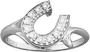 K Herd 14K White Gold Offset Horseshoe Ring
