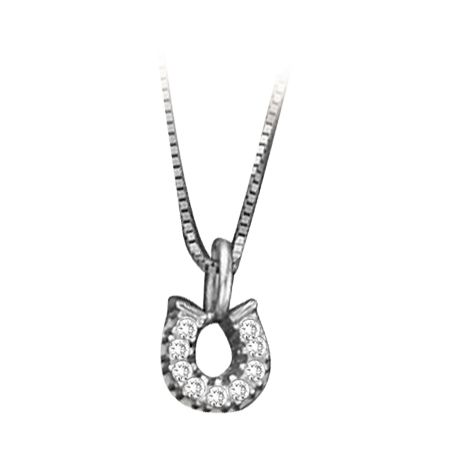 KH 14K White Gold Baby Horseshoe Pendant