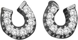 KH 14K White Gold Baby Horseshoe Earrings