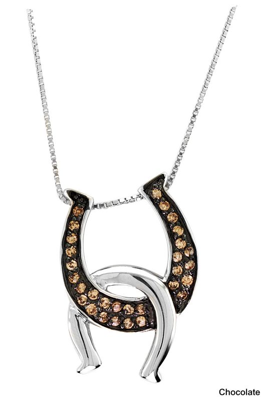 14K White Gold Chocolate Diamond Shoes Necklace