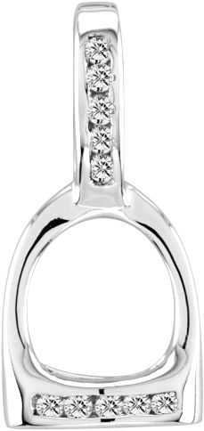 KH 14K White Gold Small English Stirrup Pendant
