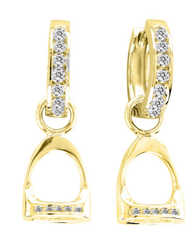 K Herd 14K Gold Bling Dangle Stirrup Earrings