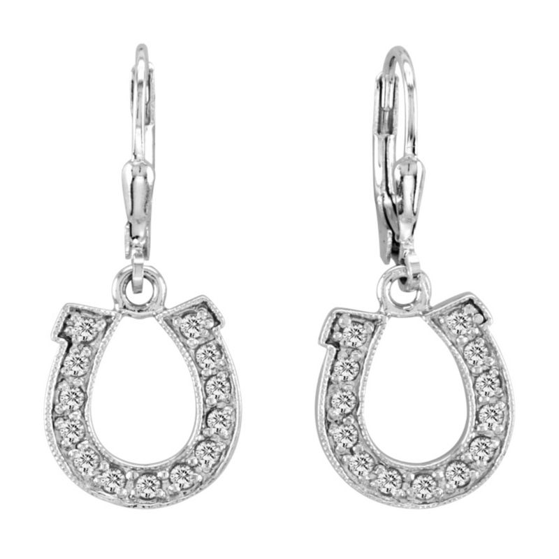 K Herd 14K White Gold Dangle Horseshoe Earrings