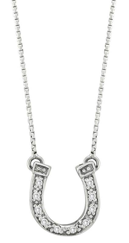 K Herd 14K White Gold Dangle Horseshoe Necklace