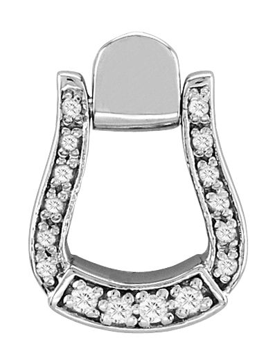 14K White Gold Bling Oxbow Stirrup Pendant