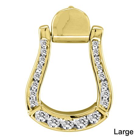 KH 14K Gold Diamond Bling Stirrup Pendant