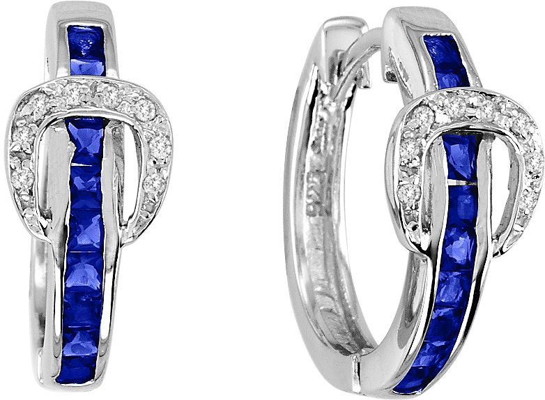 KH 14K White Gold Elegant Buckle Earrings