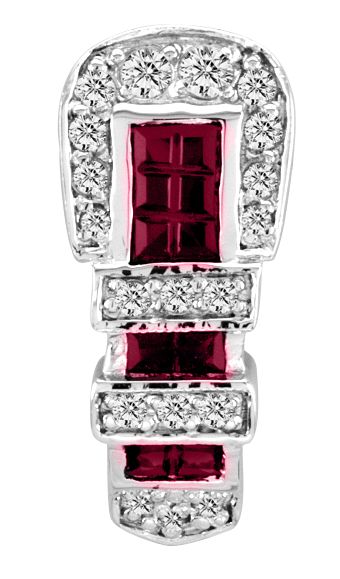 KH 14K White Gold Classic Buckle Necklace