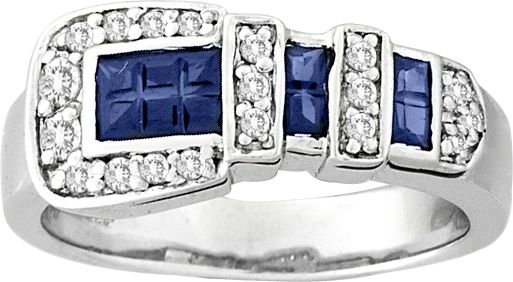KH 14K White Gold Classic Buckle Ring