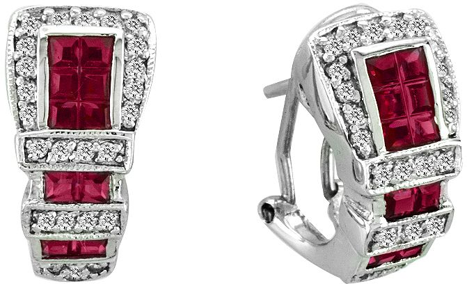 KH 14K White Gold Classic Buckle Earrings