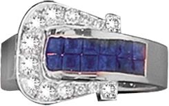 KH 14K White Gold Sapphire Elegant Buckle Ring