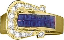 Kelly Herd 14K Gold Sapphire Elegant Buckle Ring