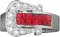 K Herd 14K White Gold Ruby Elegant Buckle Ring
