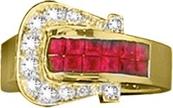 Kelly Herd 14K Gold Ruby Elegant Buckle Ring