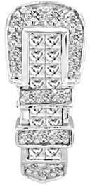 KH 14K White Gold Diamond Classic Buckle Necklace