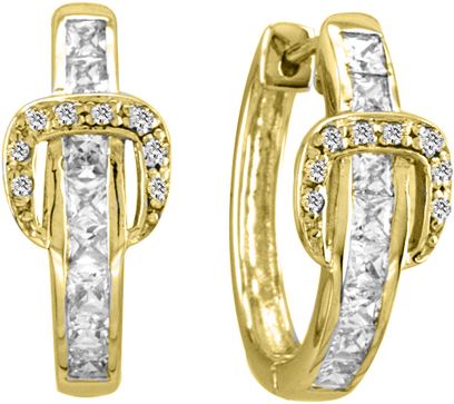 K Herd 14K Gold Elegant Buckle Diamond Earrings