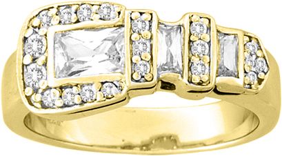 K Herd 14K Gold Classic Buckle Diamond Ring
