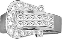 KH 14K White Gold Diamond Elegant Buckle Ring