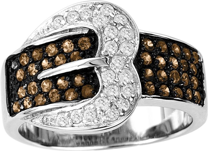 14K Whte Gold Chocolate Diamond Pave Buckle Ring