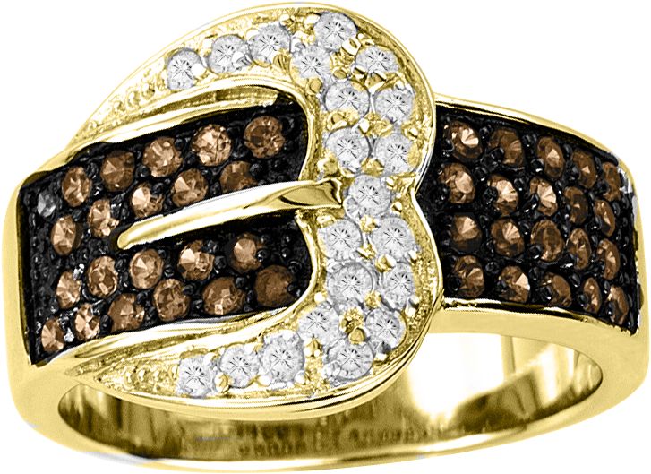 KH 14K Gold Chocolate Diamond Pave Buckle Ring
