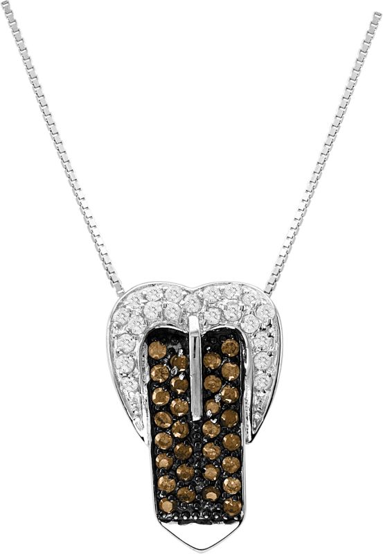 14K White Gold Chocolate Diamond Buckle Necklace