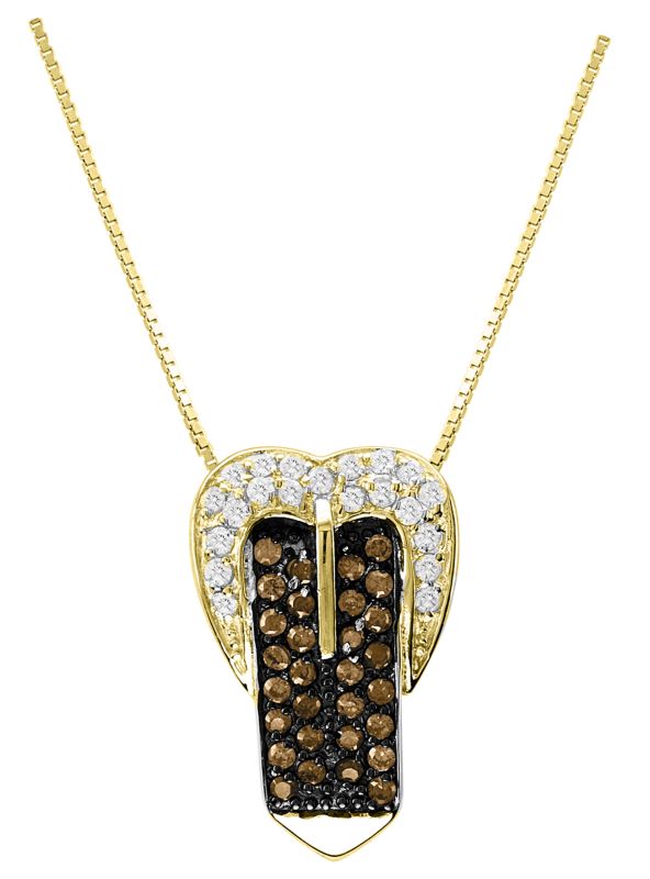 KH 14K Gold Chocolate Diamond Buckle Necklace