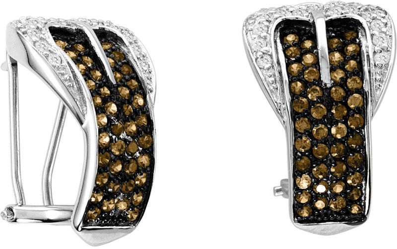 14K White Gold Chocolate Diamond Buckle Earrings