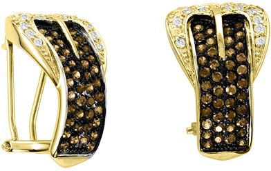 14K Gold Chocolate Diamond Buckle Earrings