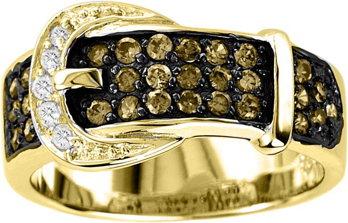 K Herd 14K Gold Chocolate Diamond Buckle Ring