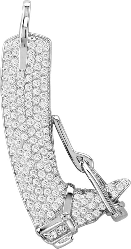 K Herd 14K White Gold Pave English Boot Pendant