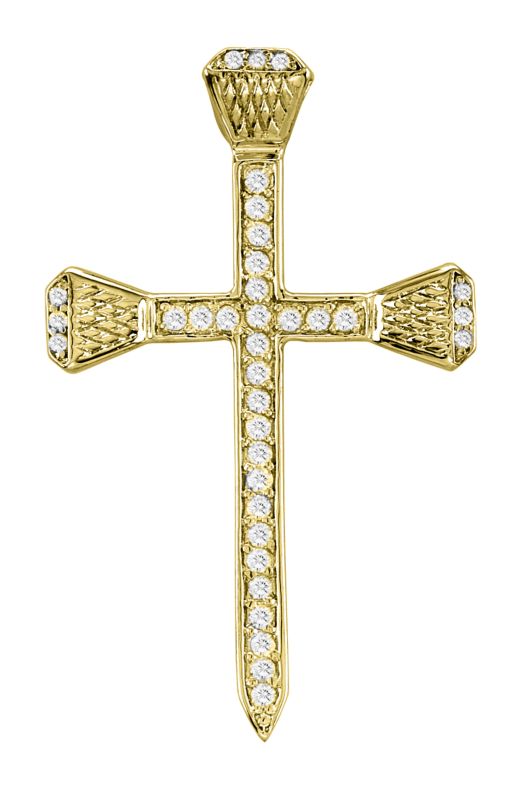 Kelly Herd 14K Gold Bling Nail Cross Pendant