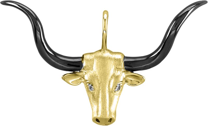 Kelly Herd 14K Gold Longhorn Black Pendant