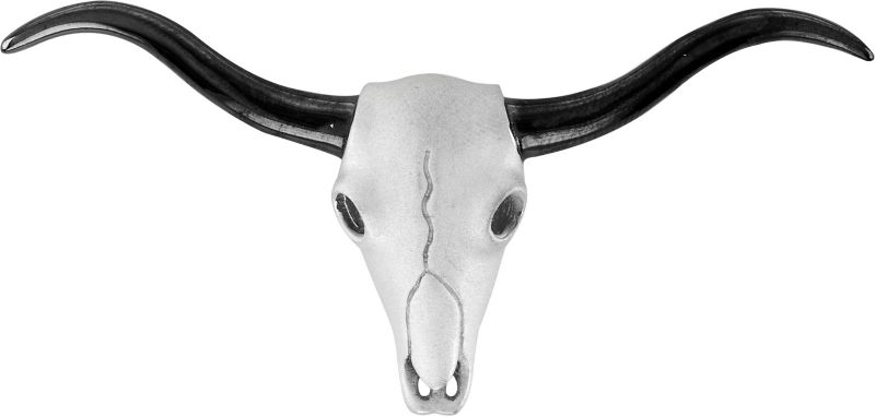 K Herd 14K White Gold Texas Longhorn Black Pendant