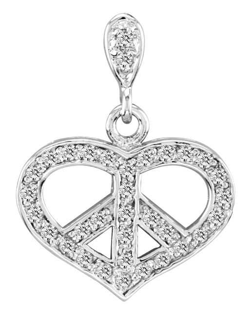 K Herd 14K White Gold Diamond Peace Pendant