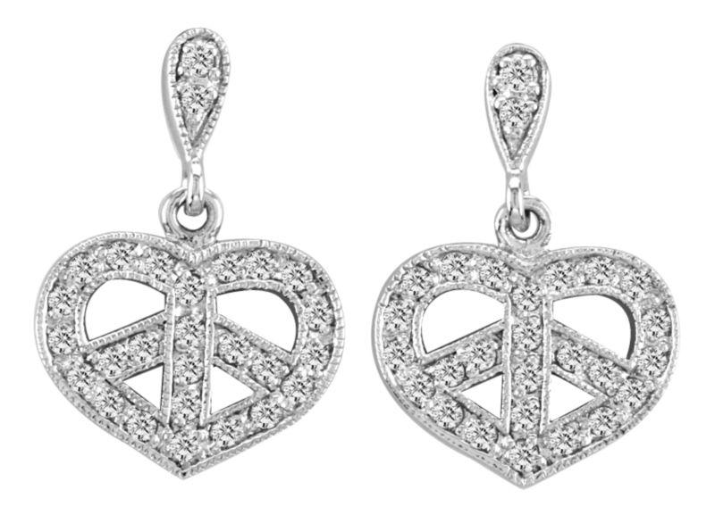 Kelly Herd 14K White Gold Diamond Peace Earrings