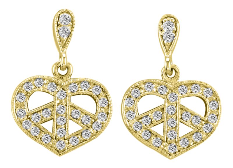 Kelly Herd 14K Gold Diamond Peace Earrings