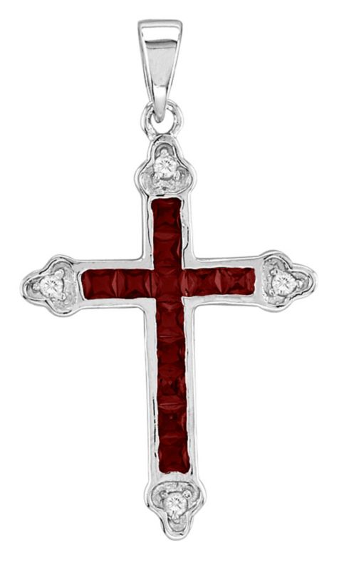 Kelly Herd 14K White Gold Ruby Cross Necklace