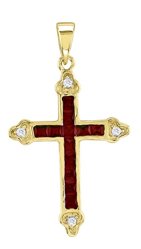 Kelly Herd 14K Gold Ruby Cross Necklace